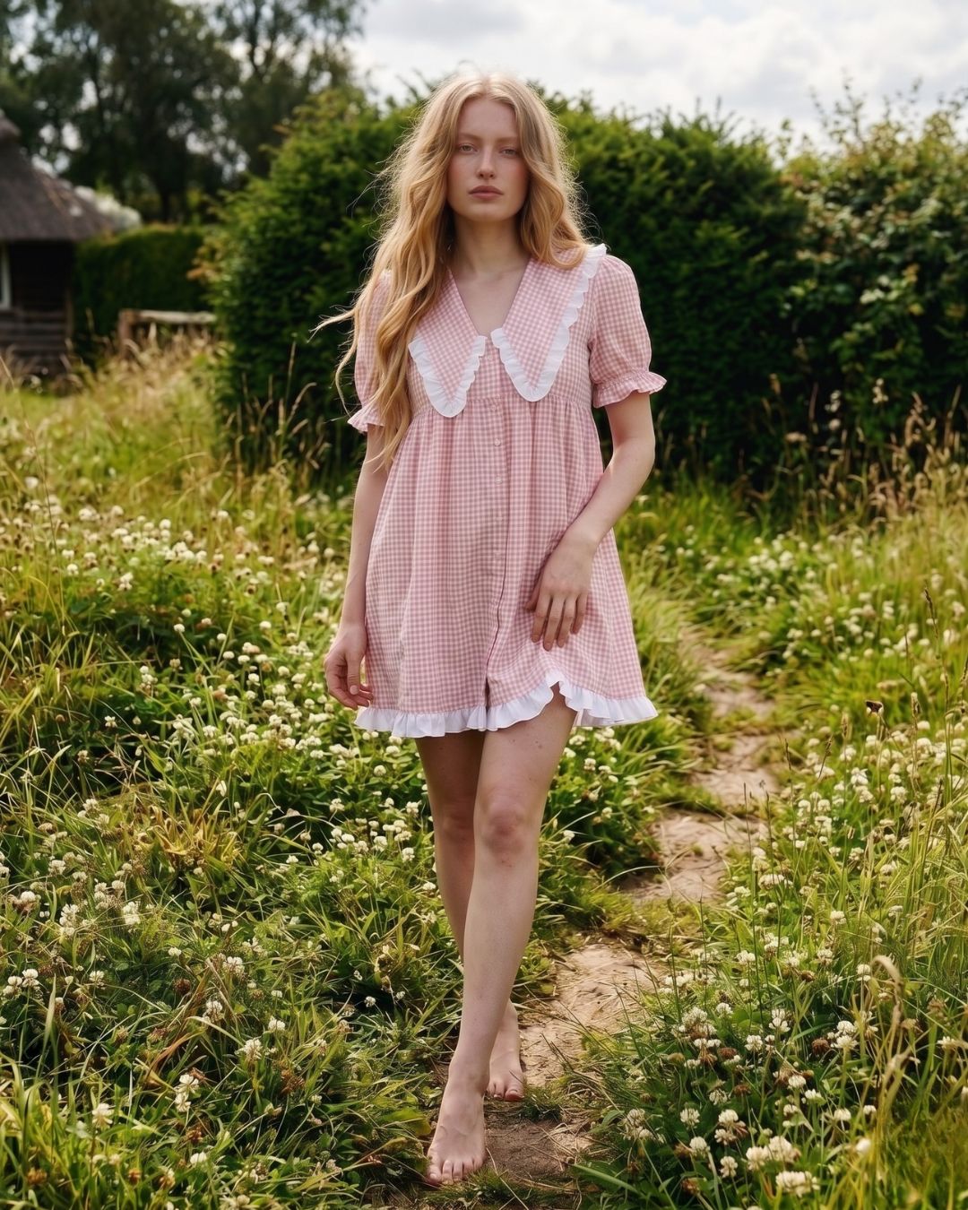 Flora Mini Dress in Pink Gingham - PRE ORDER
