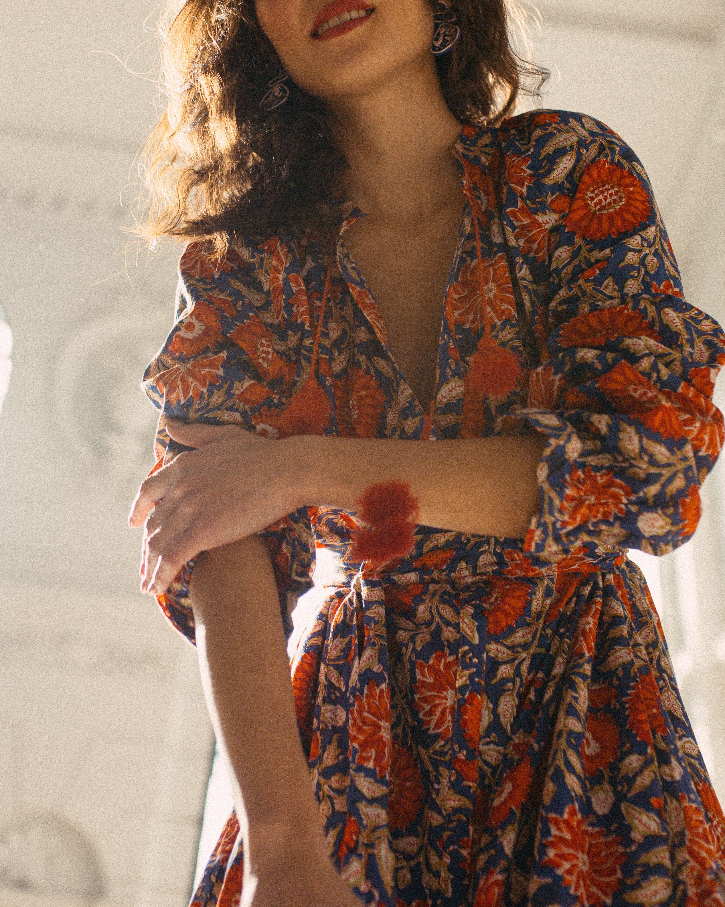 Sunflower Glory Print With Burnt Orange Tassels