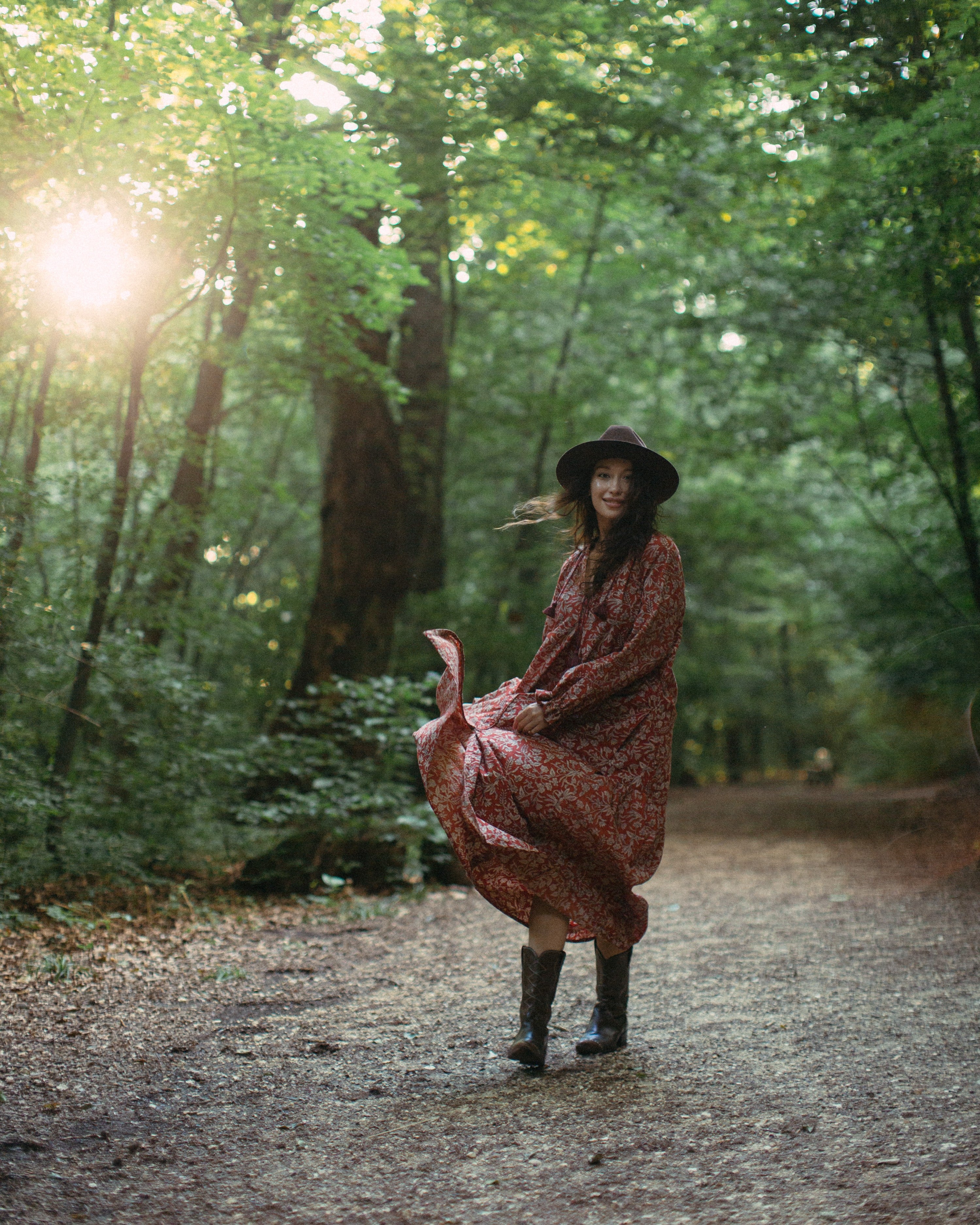 Chestnut Autumn Print with Burgandy Tassels