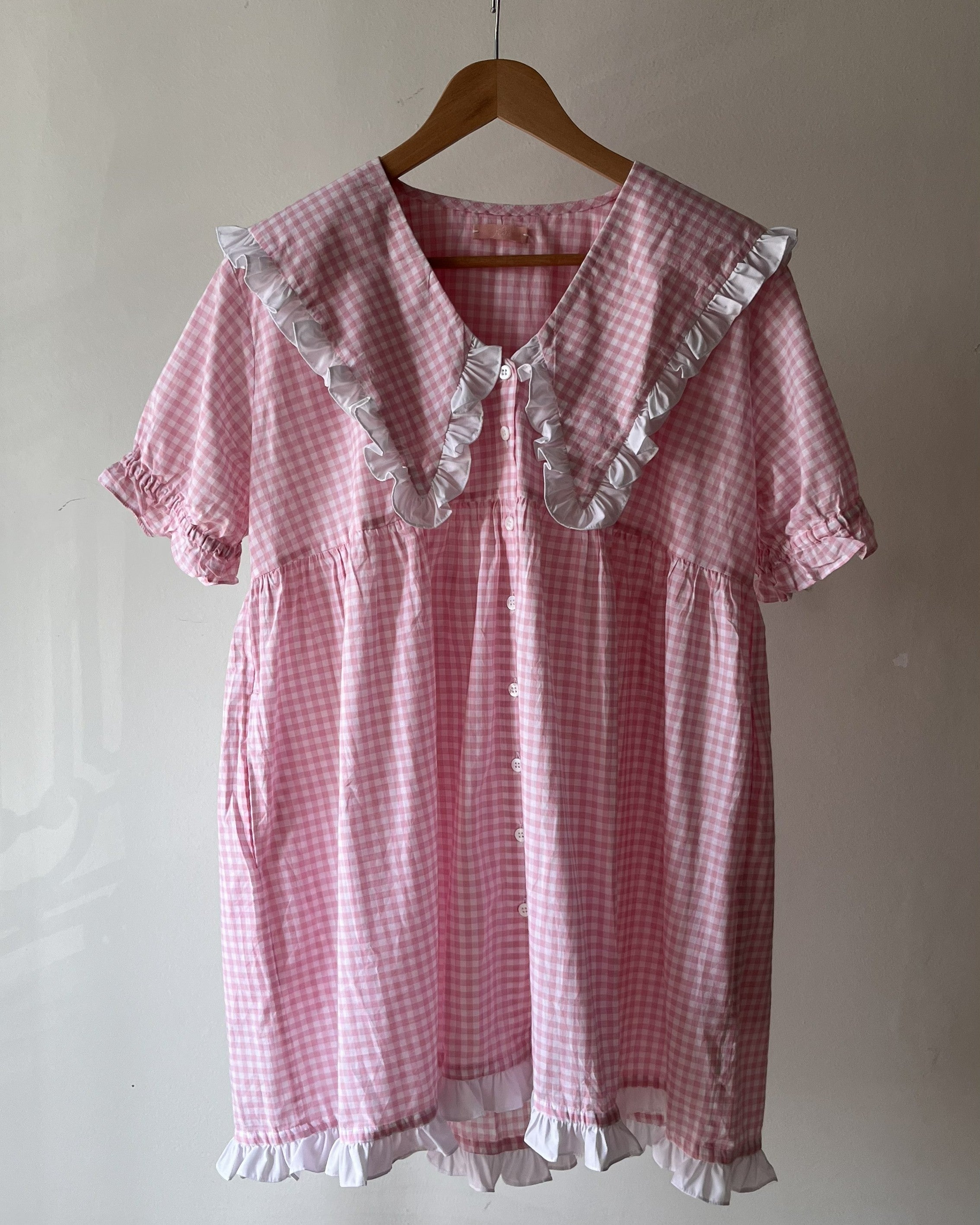 Flora Mini Dress in Pink Gingham - READY TO SHIP