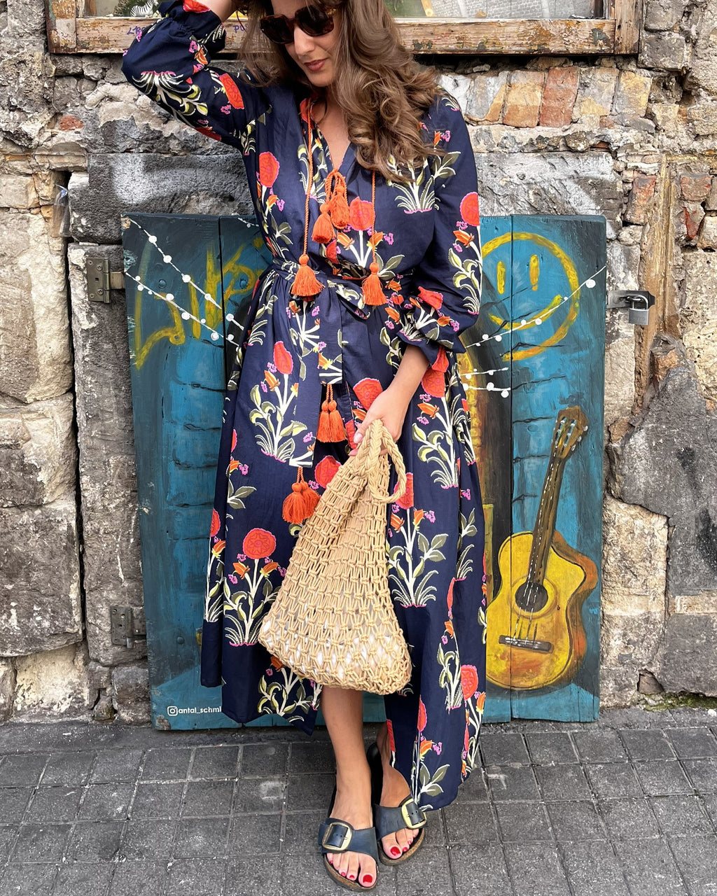 Maxi Kaftan in Amazonas Print With Orange Tassels - PRE ORDER