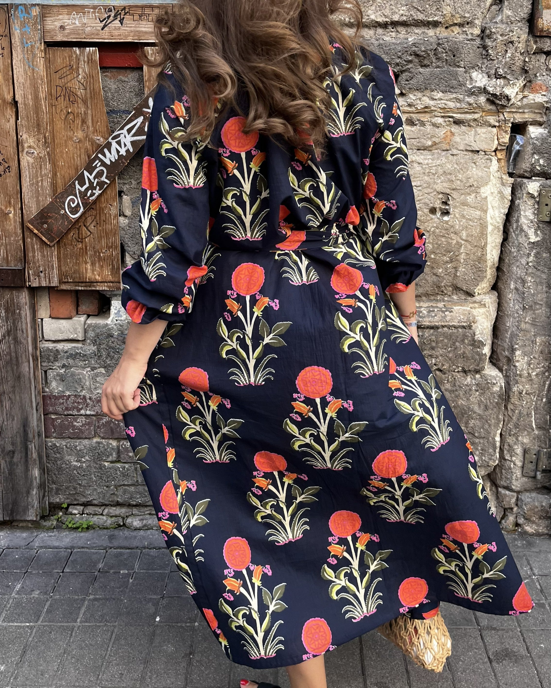 Maxi Kaftan in Amazonas Print With Orange Tassels - PRE ORDER