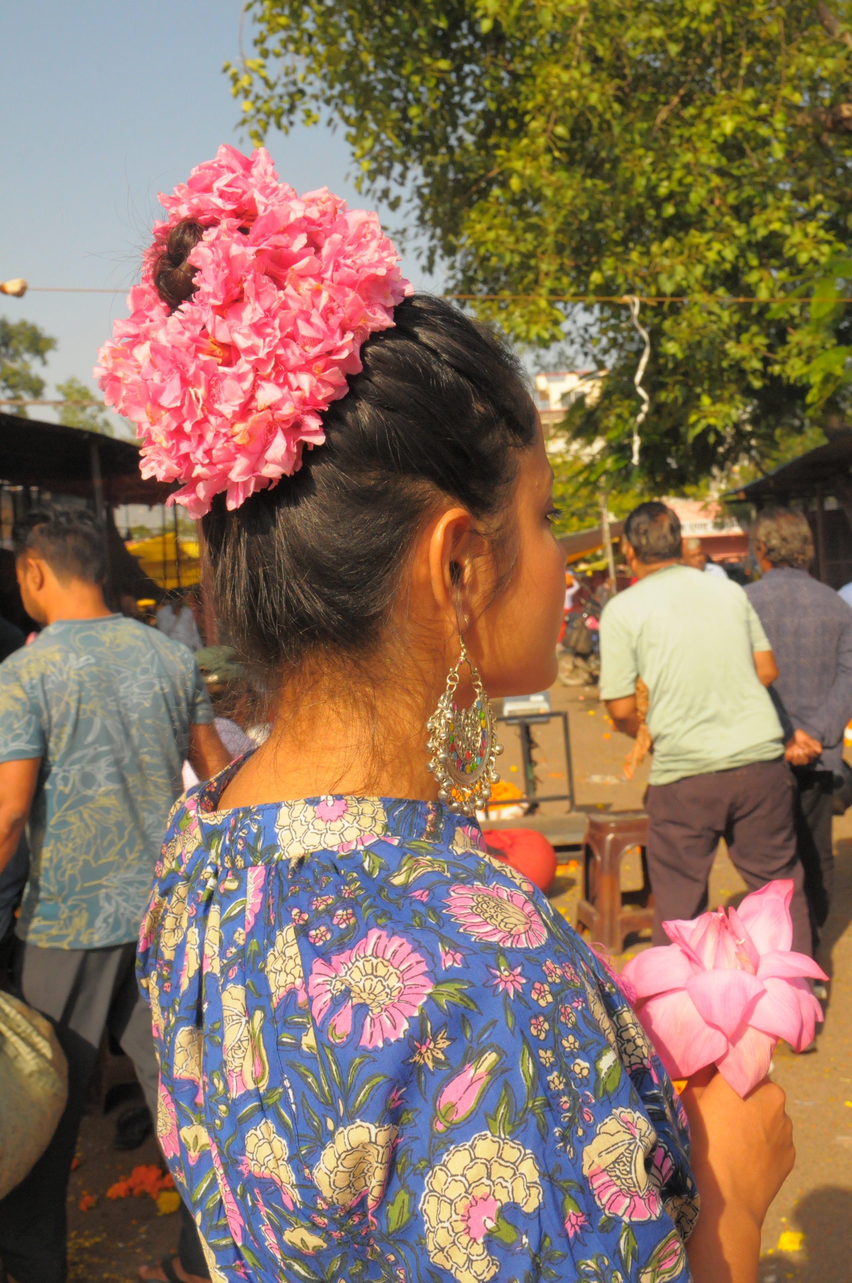 Jaipur Blossom Print With Pink - Purple Tassels