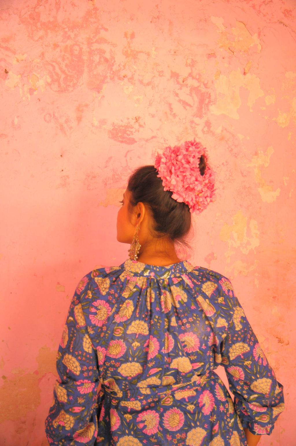 Jaipur Blossom Print With Pink - Purple Tassels