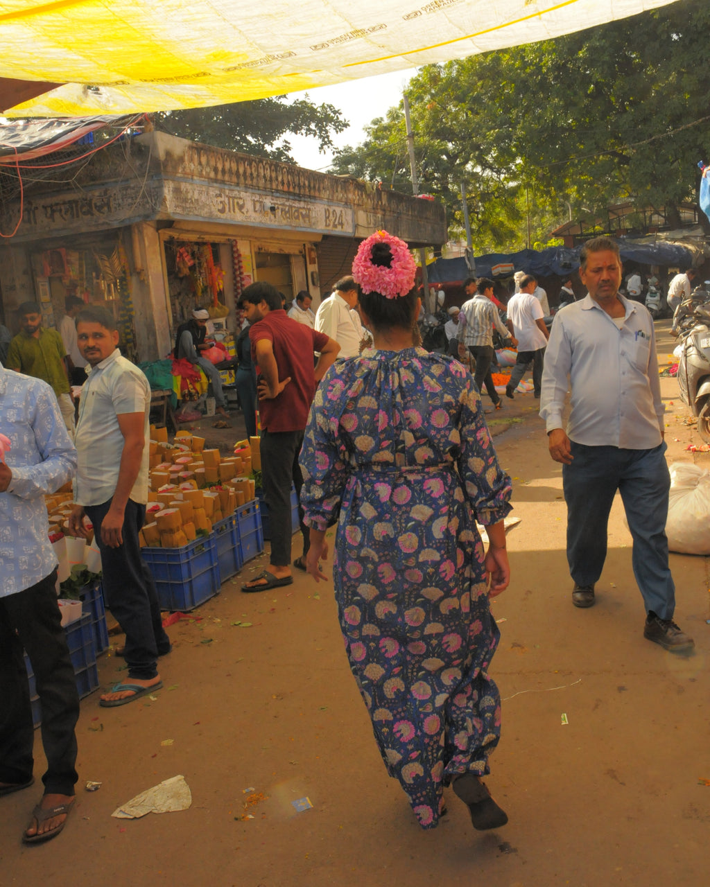 Jaipur Blossom Print With Pink - Purple Tassels