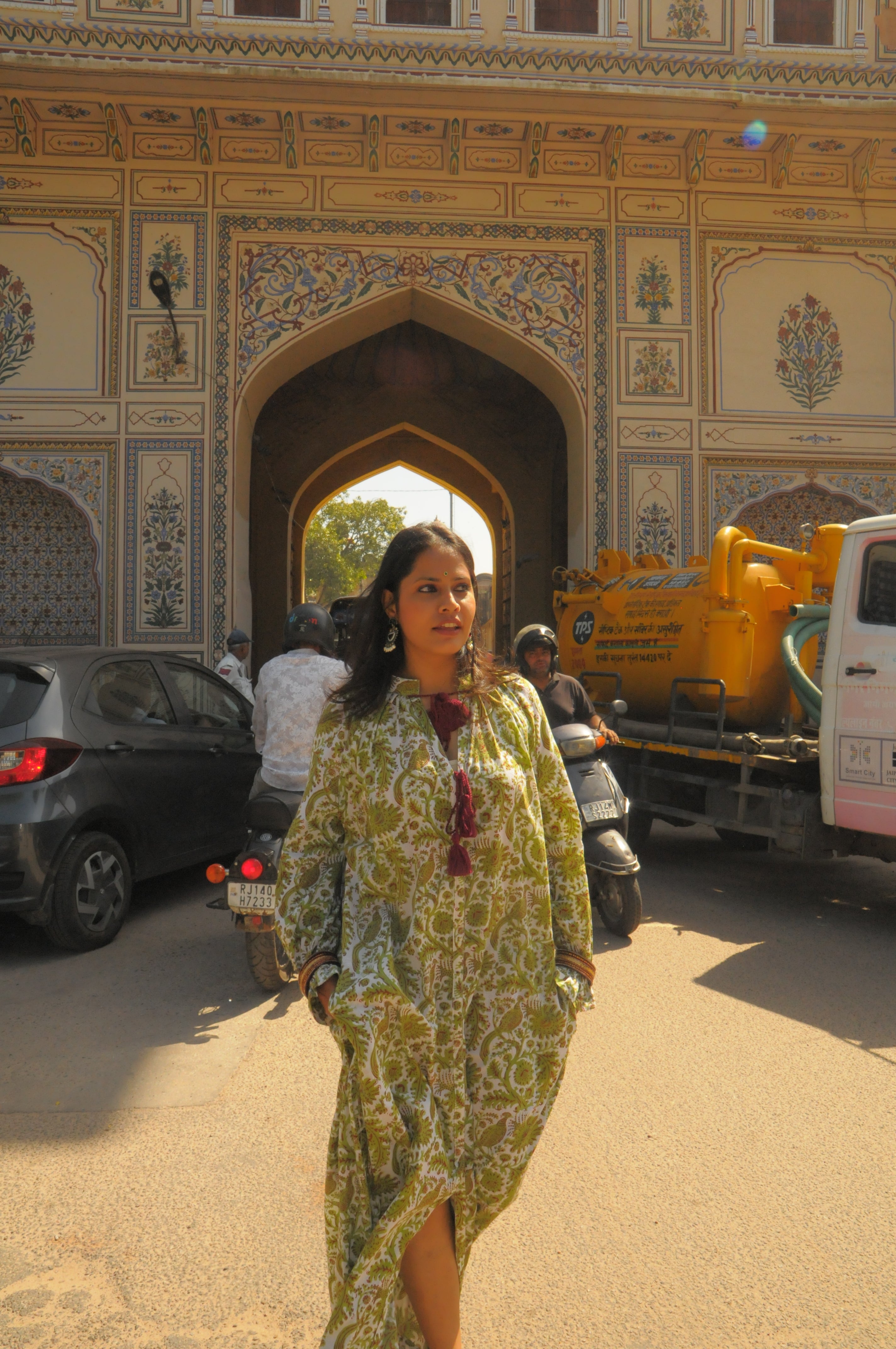 Peacock Palace Print With Burgandy Tassels