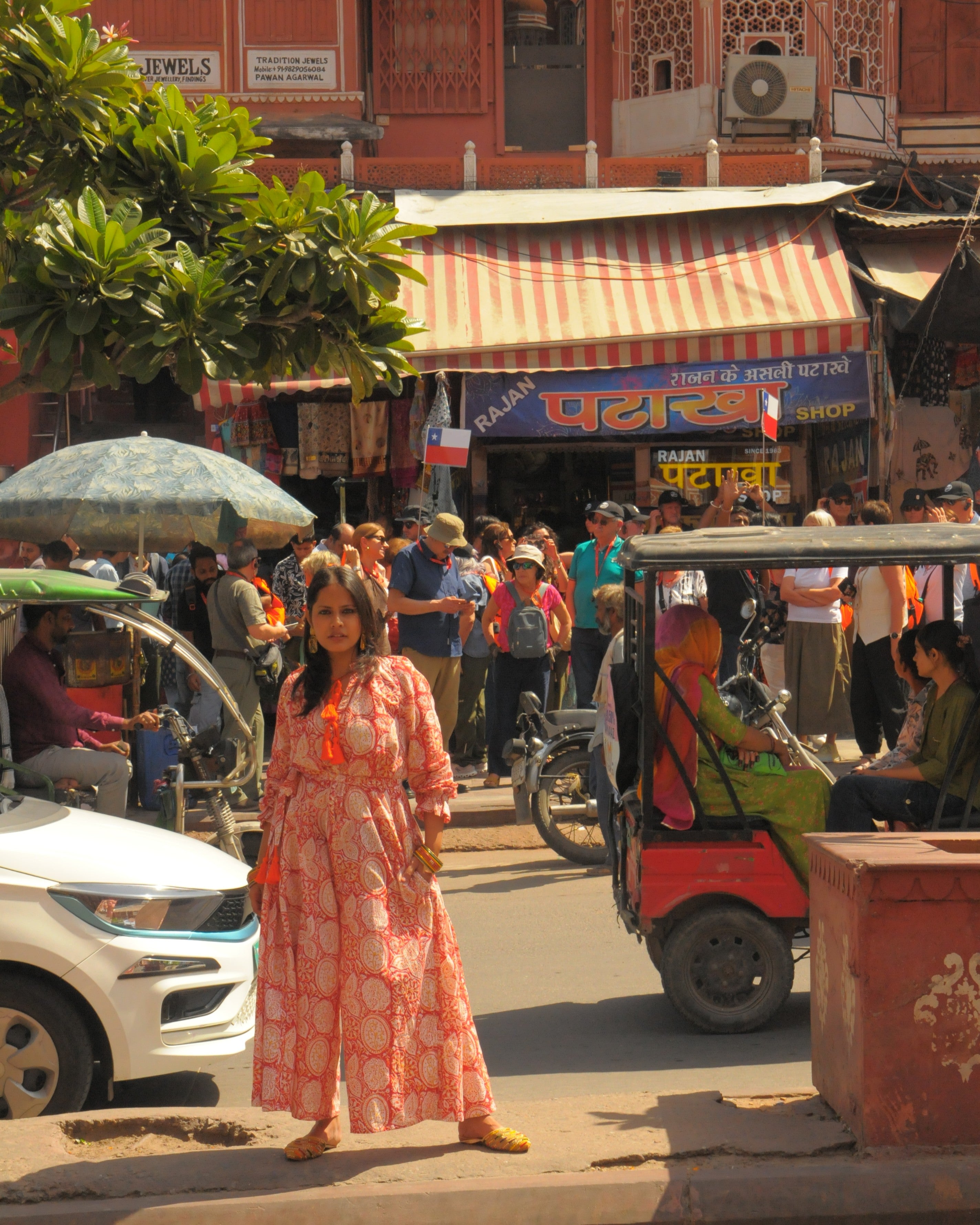 Mahal Hawa Print With Bright Orange Tassels
