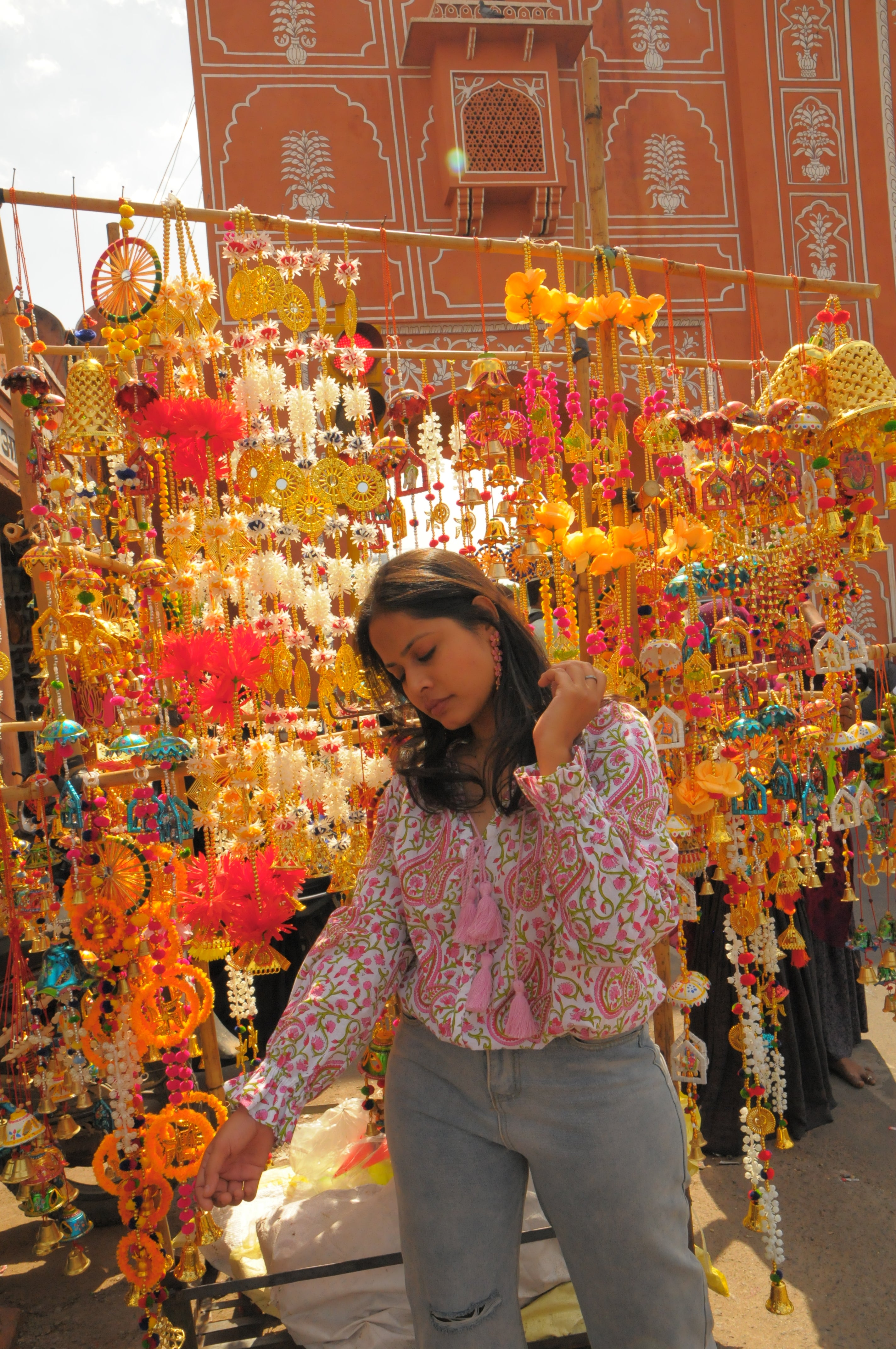 Rose Paisley Print With Light Pink Tassels