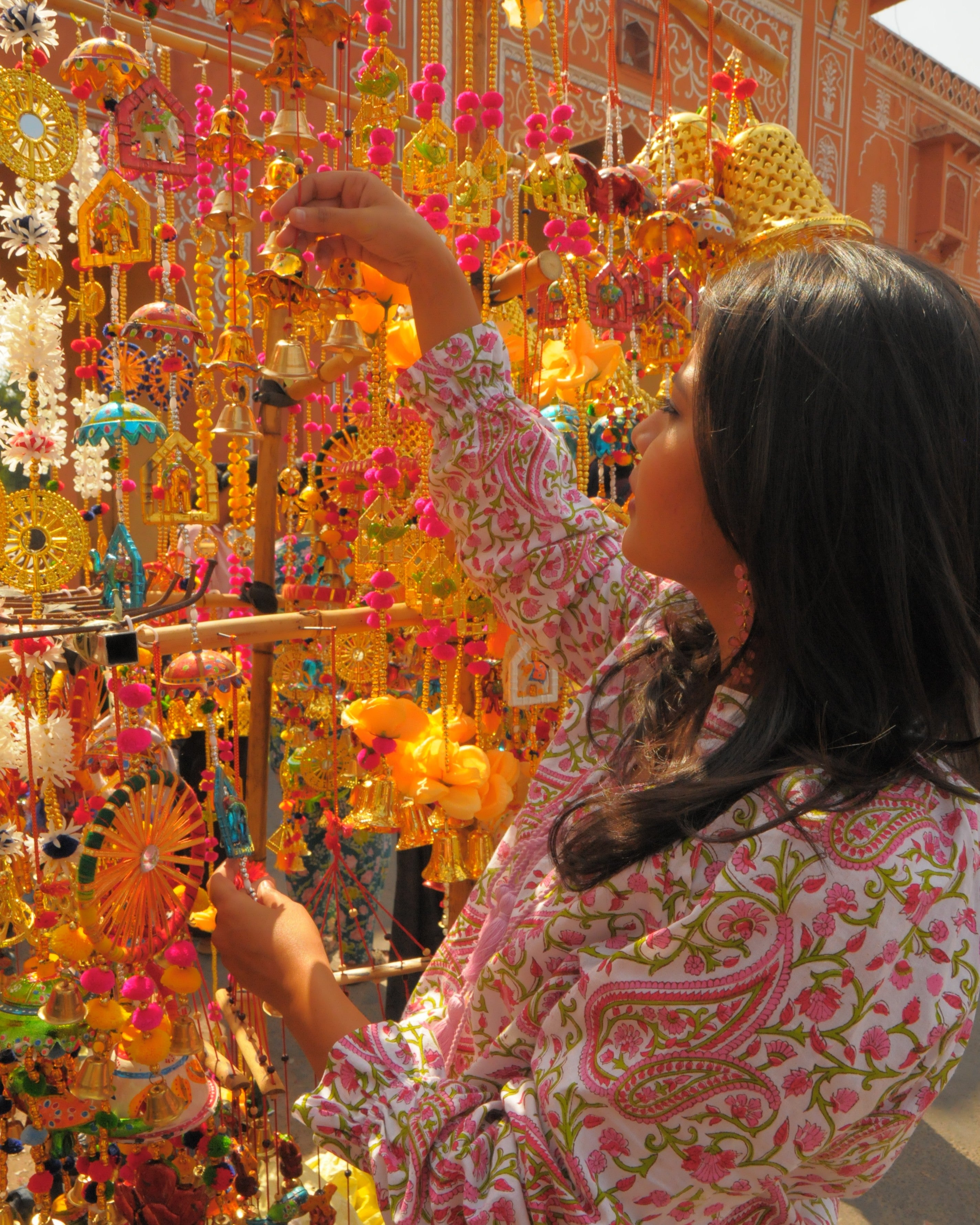 Rose Paisley Print With Light Pink Tassels