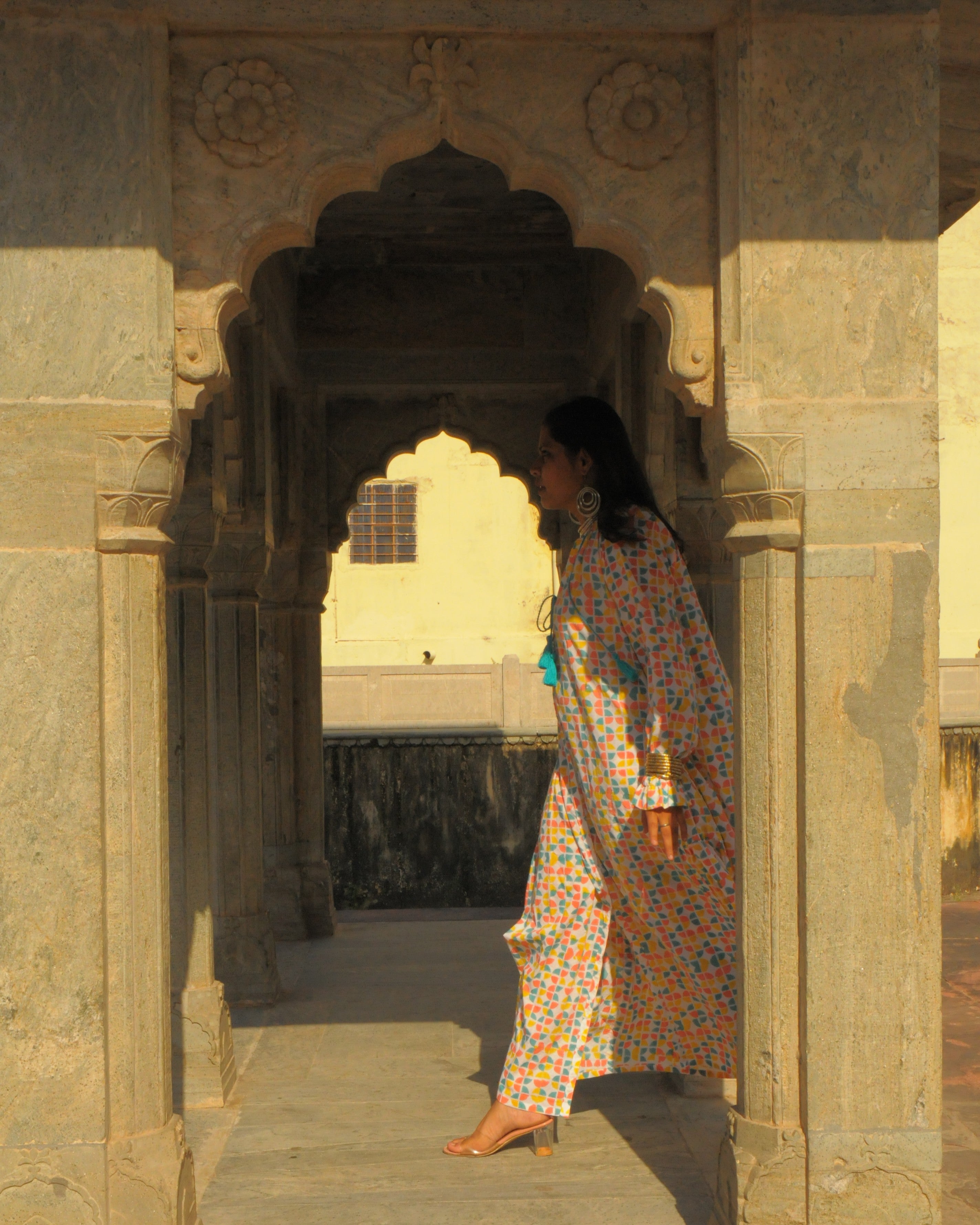 Rajasthani Retro Print With Turquoise Tassels