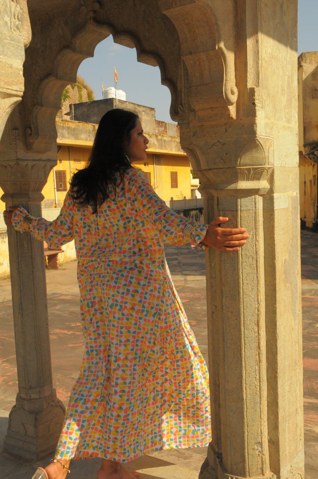 Rajasthani Retro Print With Turquoise Tassels