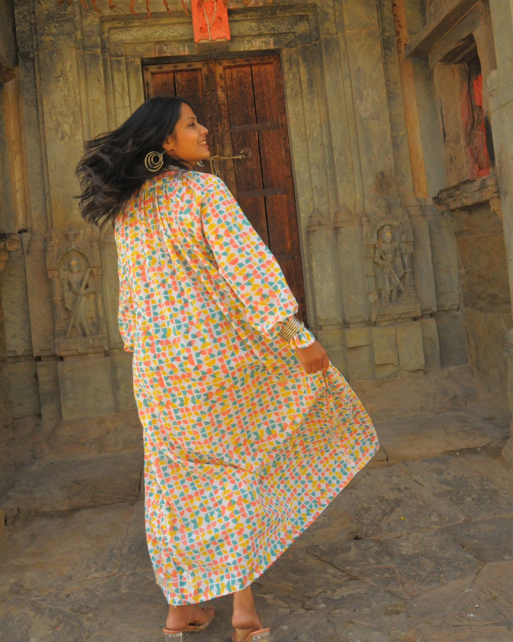 Rajasthani Retro Print With Turquoise Tassels