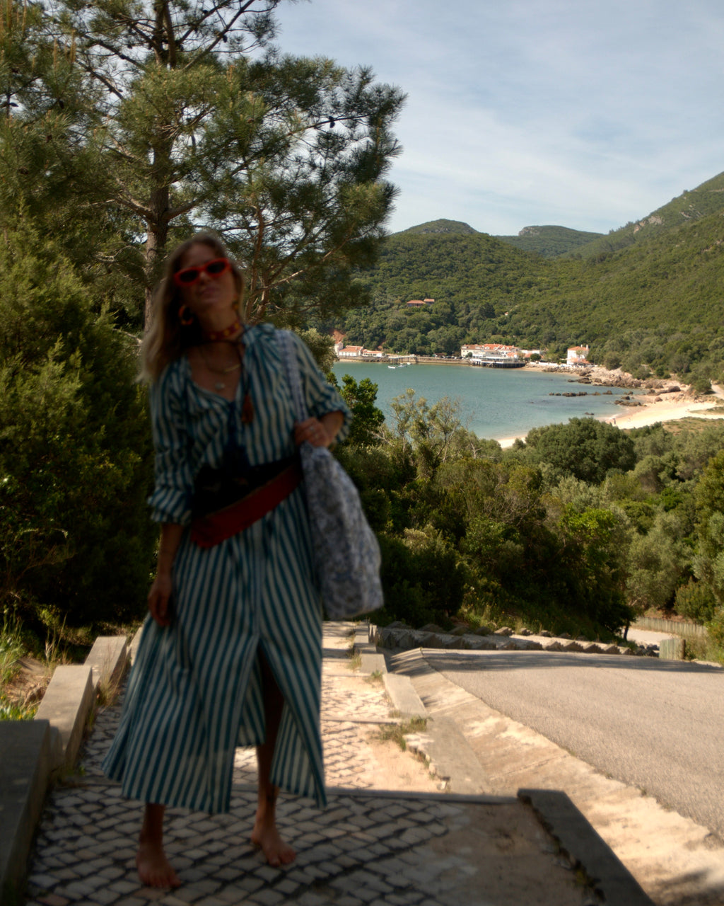 Maxi Kaftan in Sea Breeze Print With Teal Green Tassels - PRE ORDER