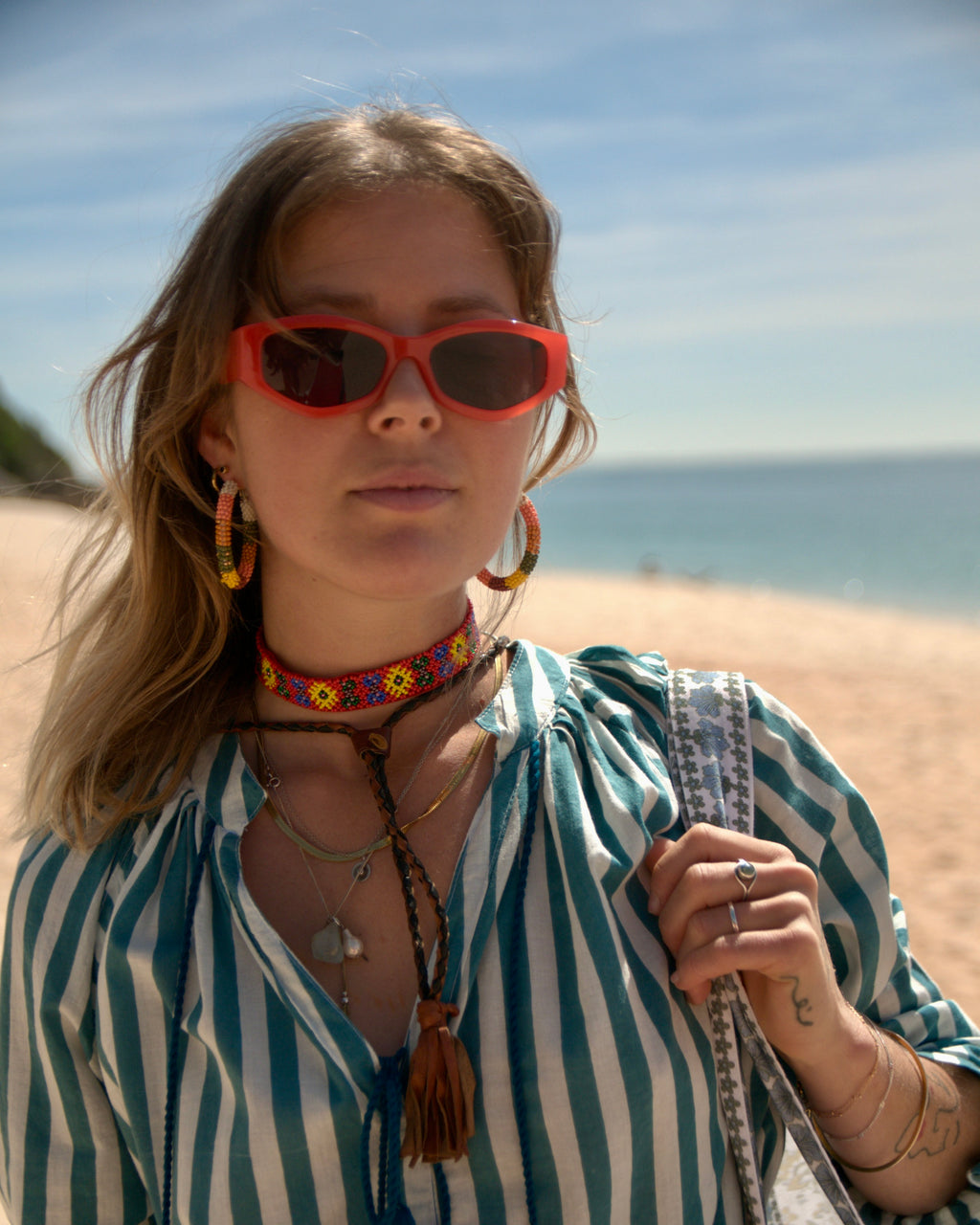 Maxi Kaftan in Sea Breeze Print With Teal Green Tassels - PRE ORDER