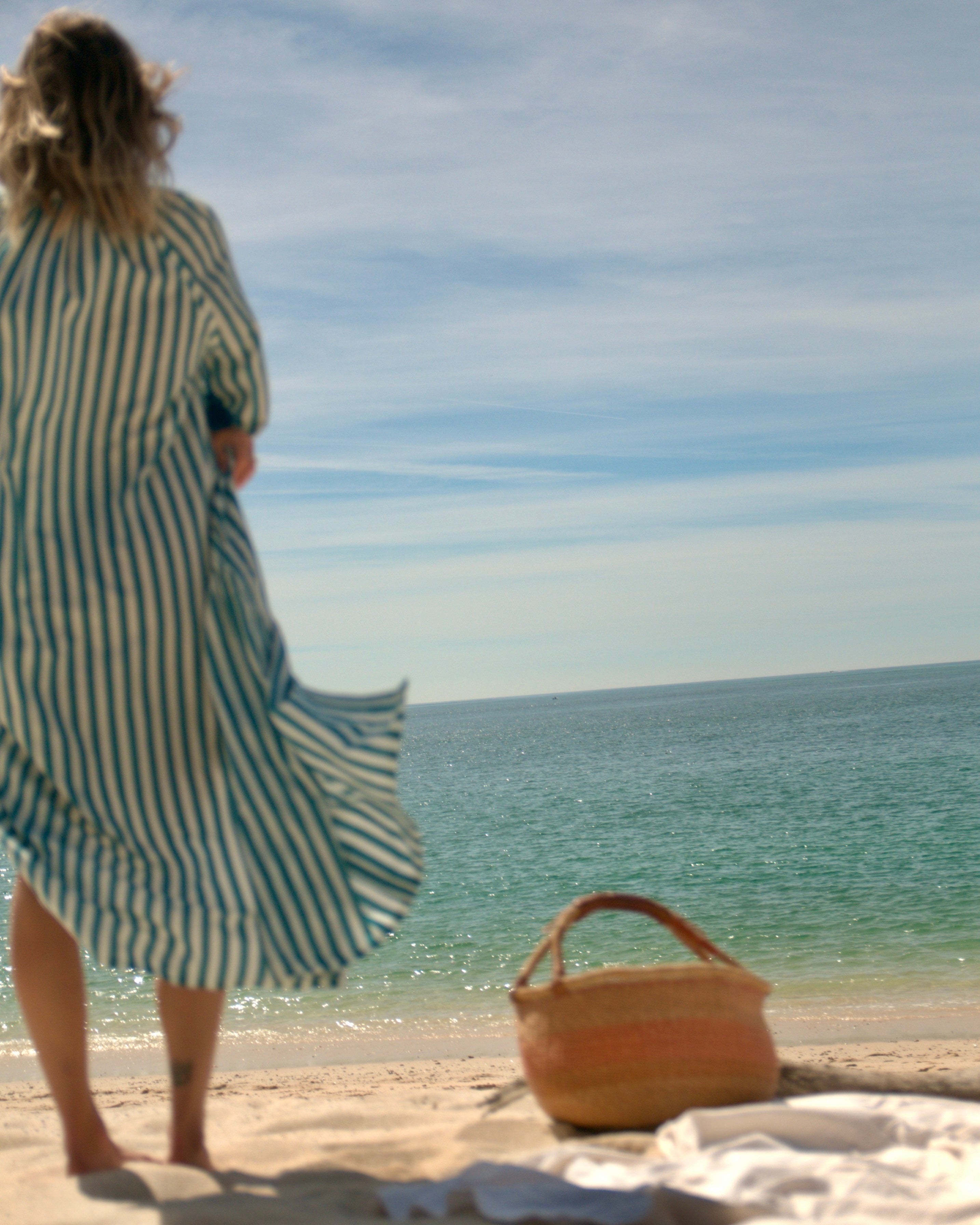 Maxi Kaftan in Sea Breeze Print With Teal Green Tassels - PRE ORDER
