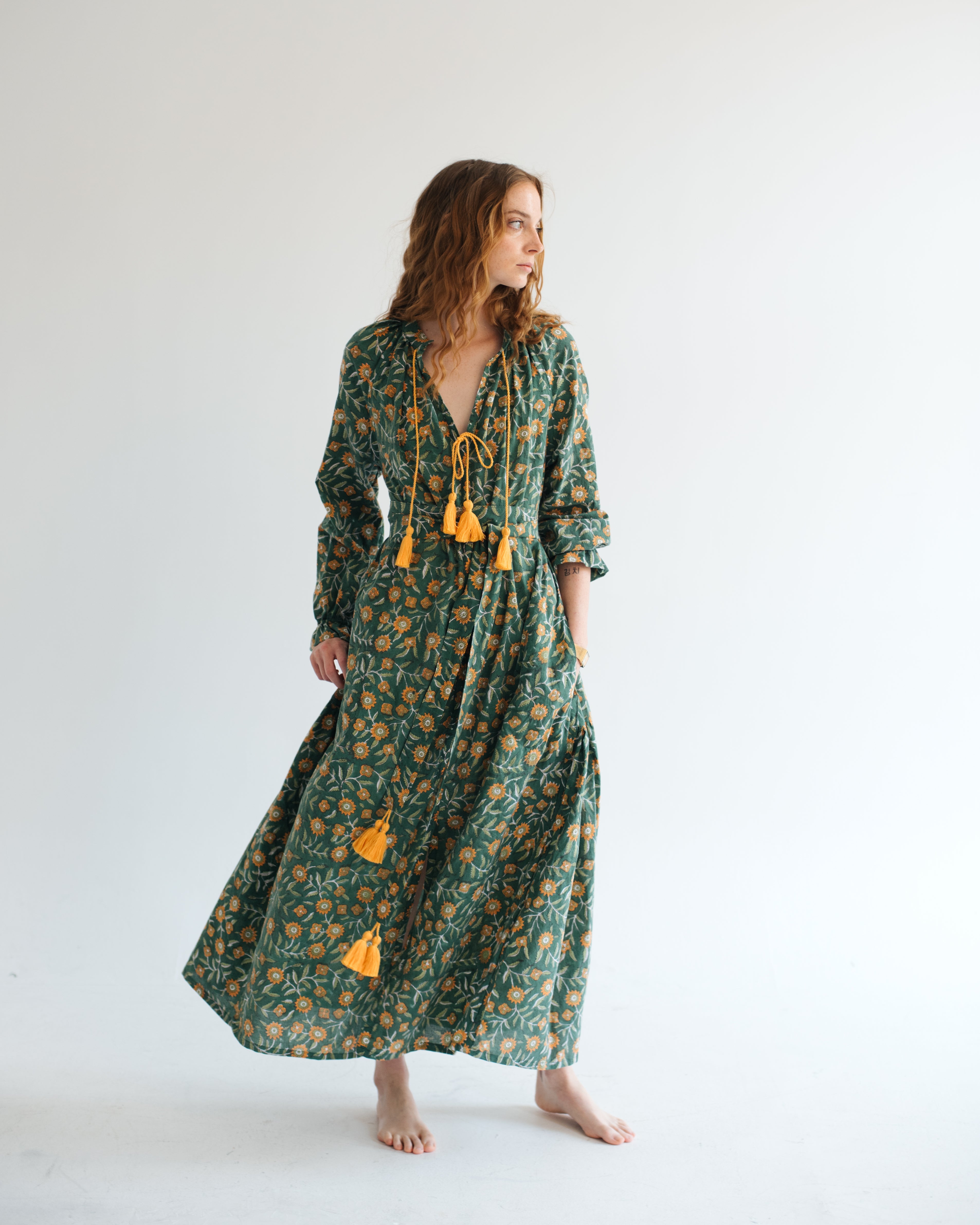 Block Print Maxi Kaftan Summer Dress