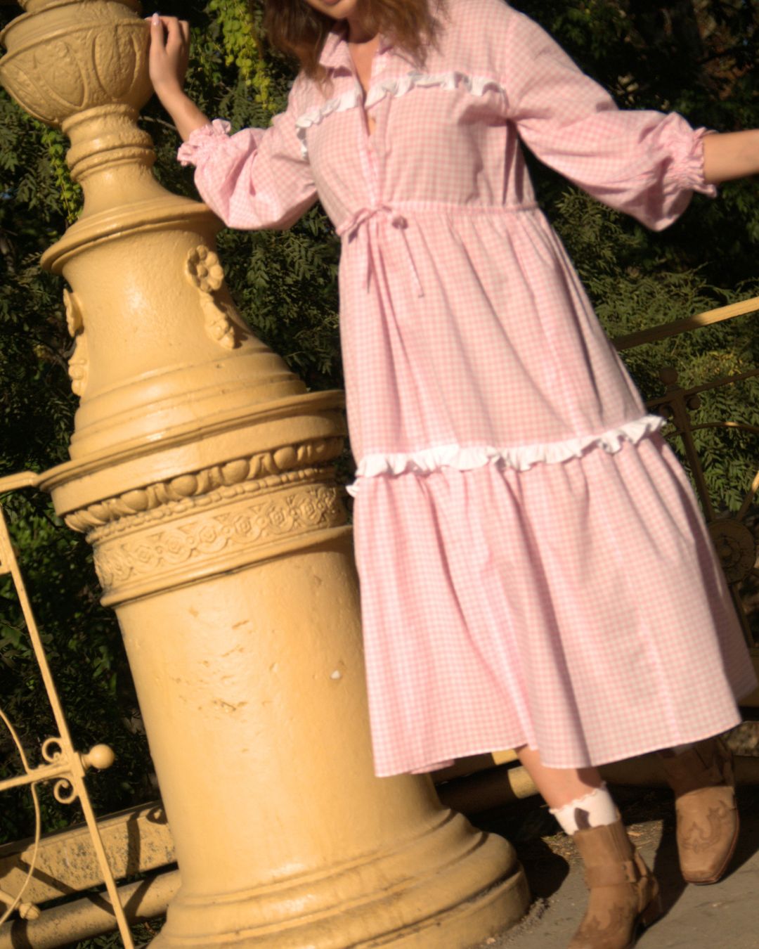 Flora Maxi Dress em Guinga Rosa - PRÉ-VENDA
