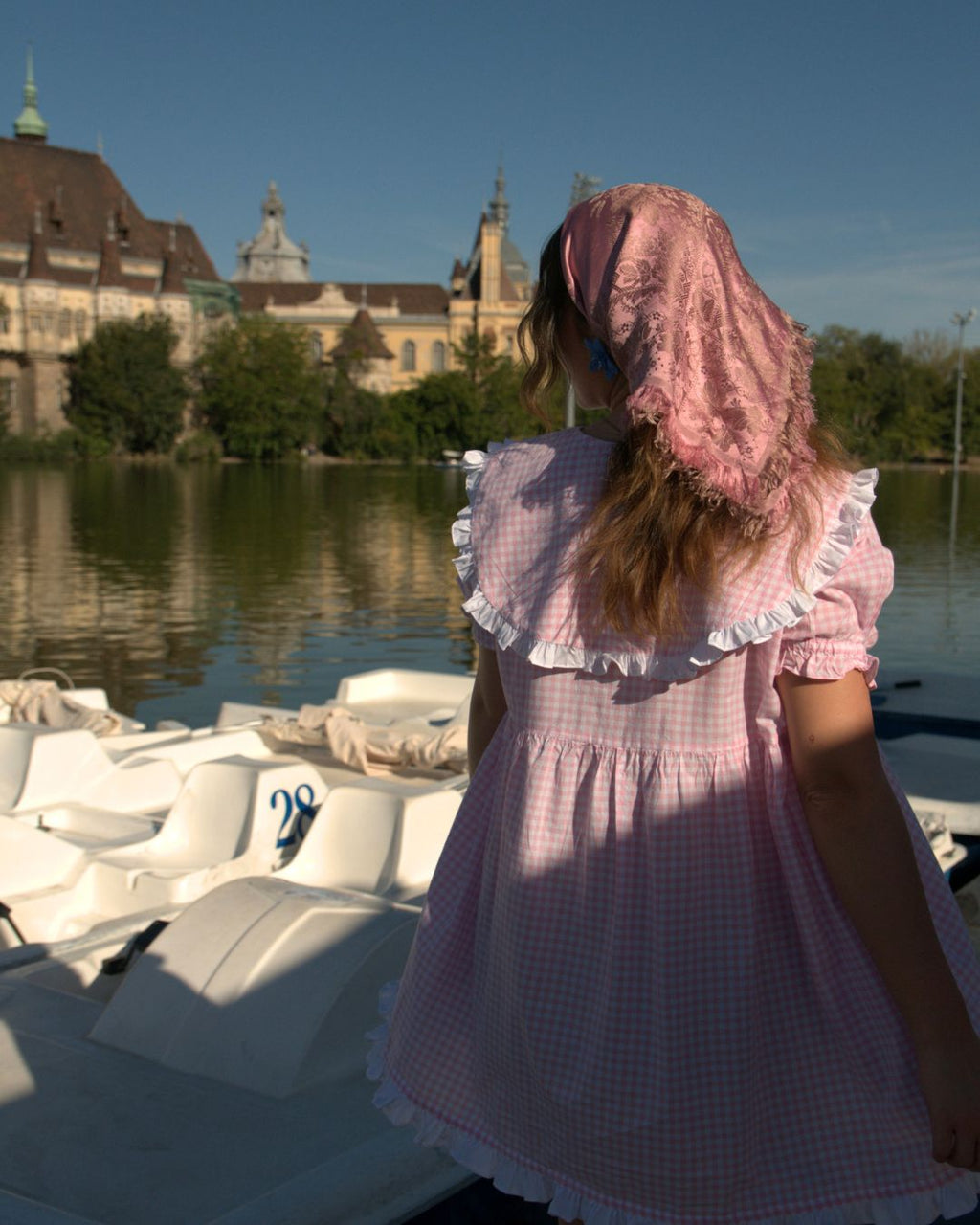 Flora Mini Vestido em Cor-de-Rosa Vichy - PRÉ-ENCOMENDA