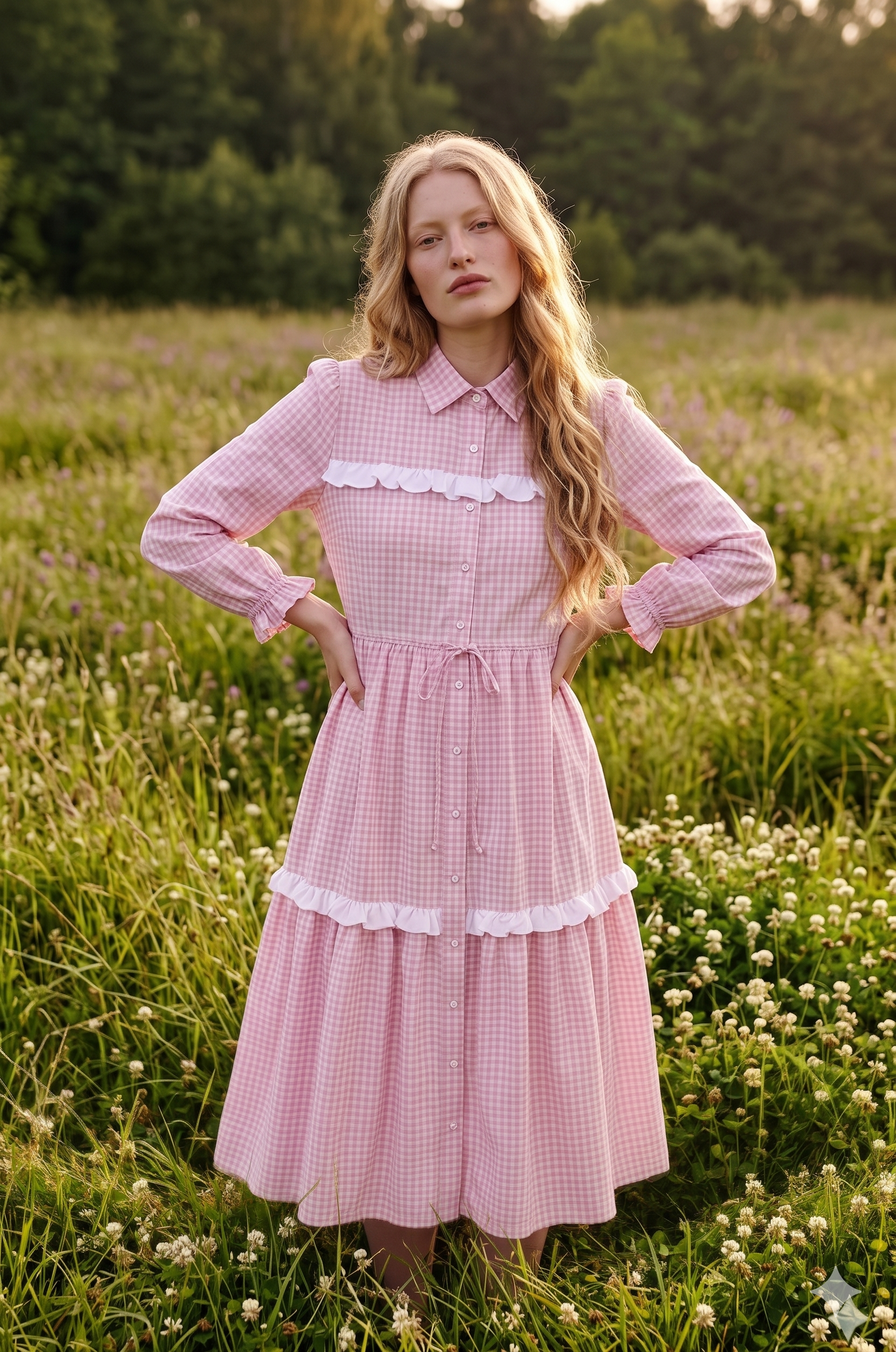 Flora Maxi Dress in Pink Gingham