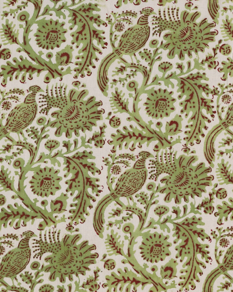 Peacock Palace Print With Burgandy Tassels