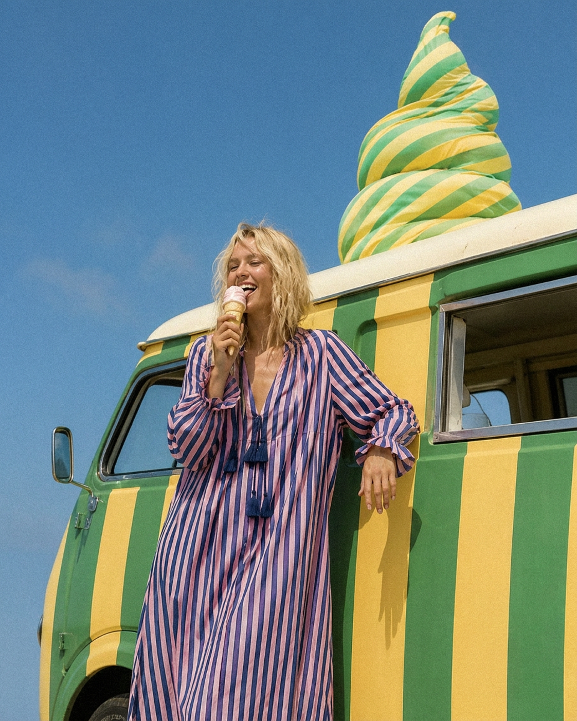 Maxi Kaftan in Cabana Cool Print With Dark Blue Tassels - PRE ORDER